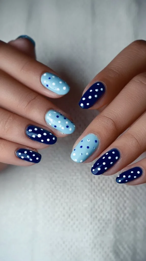 Collection of 50 cute polka dot nail designs showcasing various styles and colors