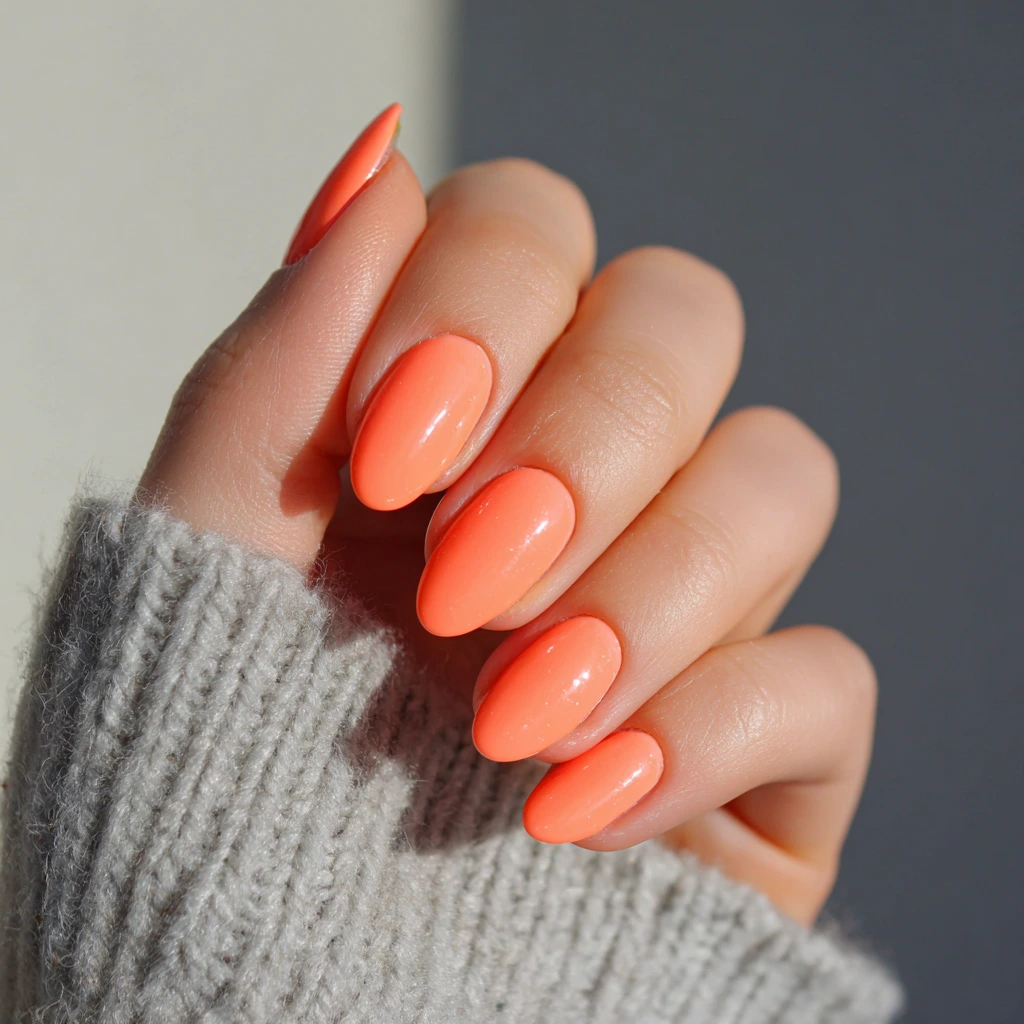 Neon Peach Nails –