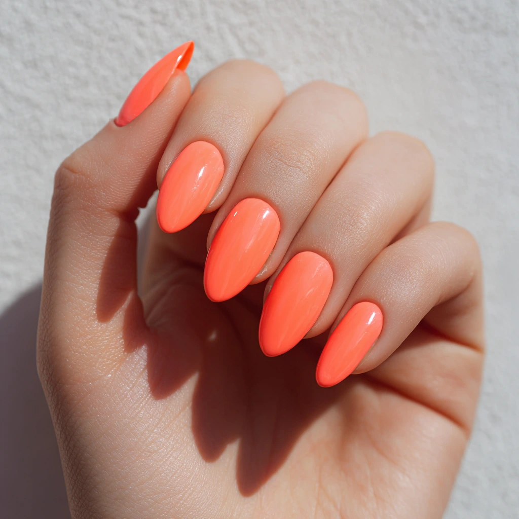 Neon Peach Nails –