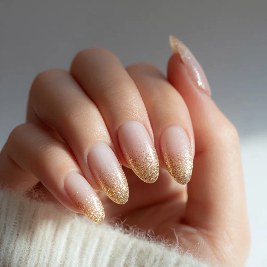 Nude to Gold Glitter Ombre A Nude to Gold Glitter Ombre