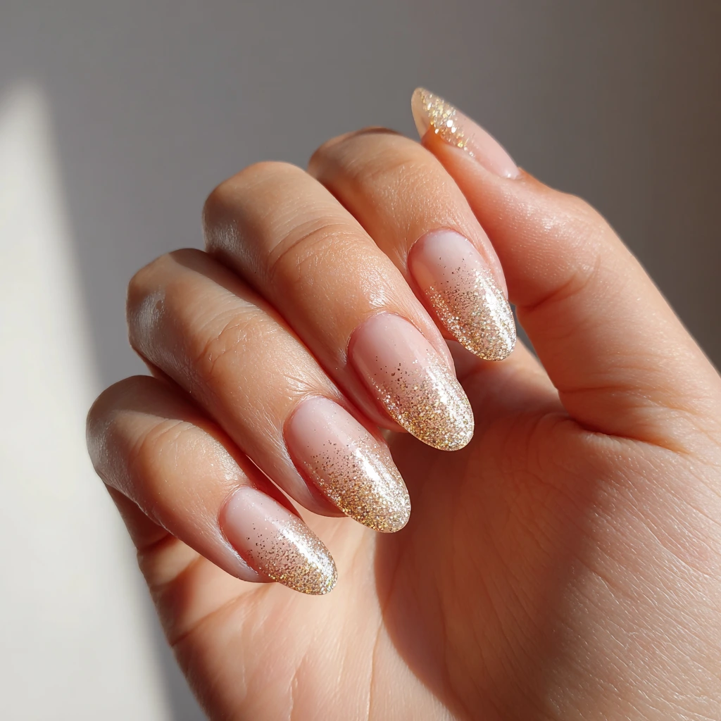 Nude to Gold Glitter Ombre C Nude to Gold Glitter Ombre