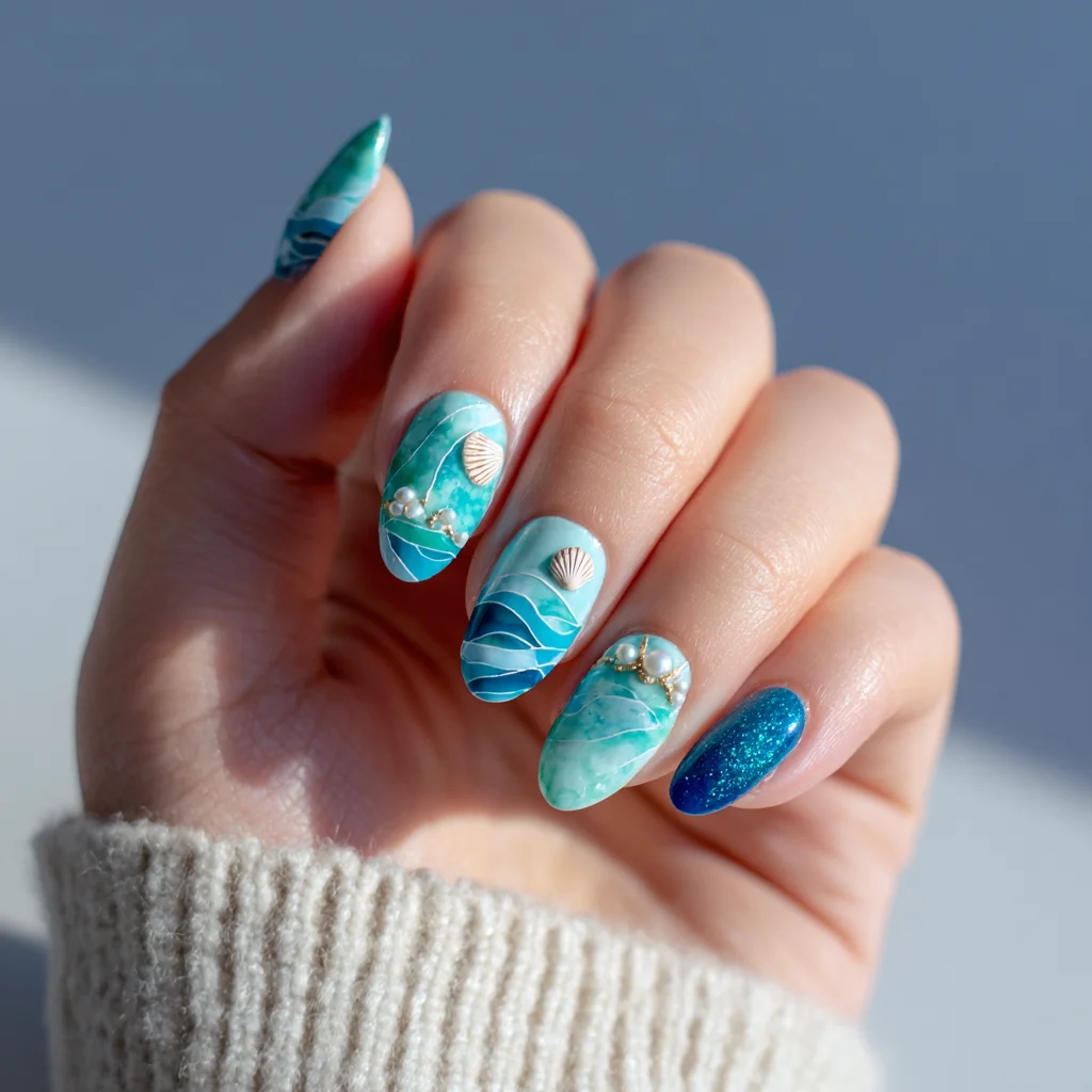 Sea-Inspired Nails C Sea-Inspired Nails