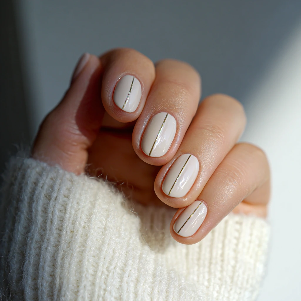 Single-Stripe Neutral classy nail designs