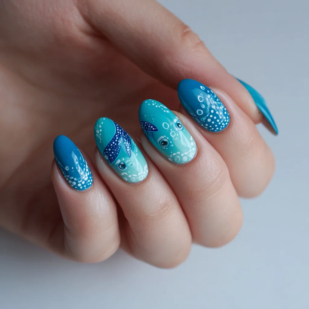 Whale Shark Nail Art c Whale Shark Nail Art