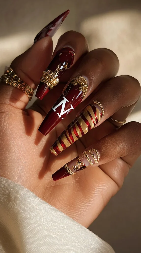 Colorful nail art inspiration featuring gel designs and long stylish nails.