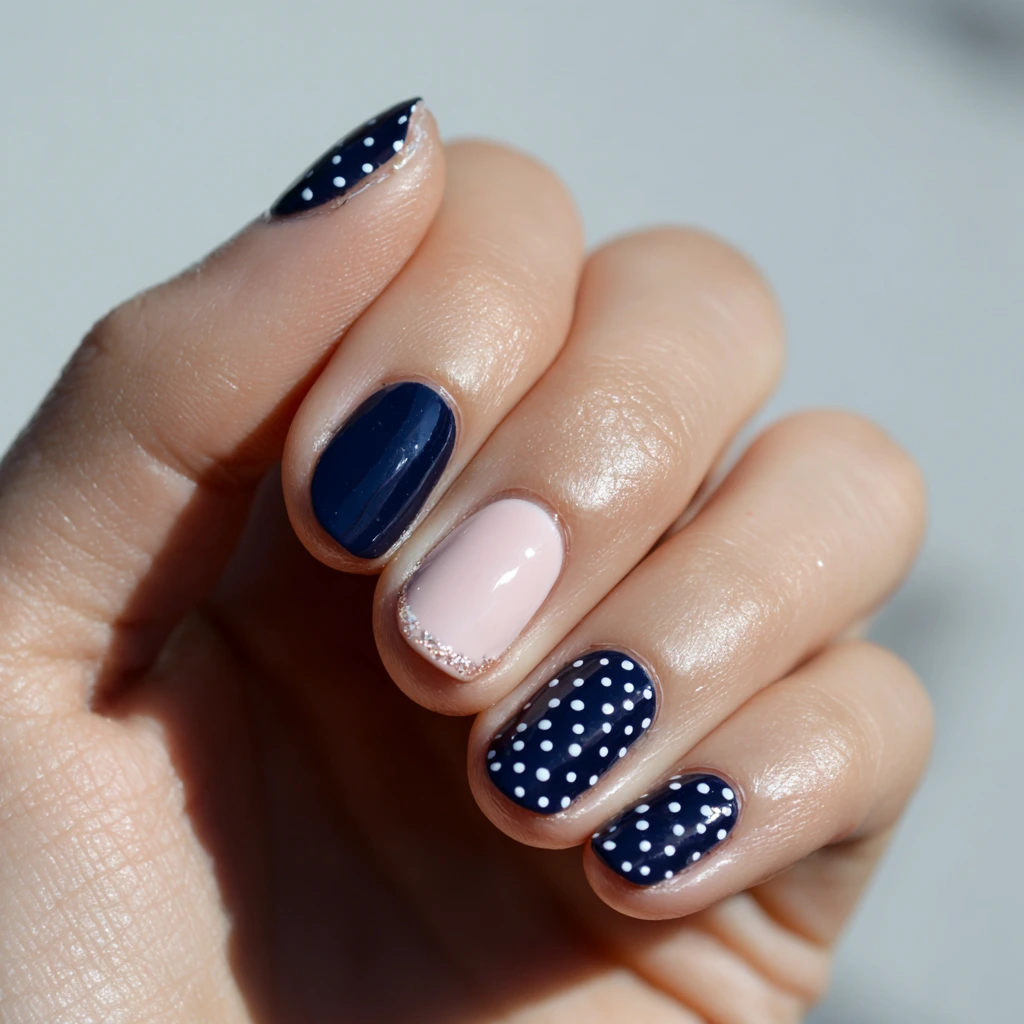 Navy Blue Polka Dot