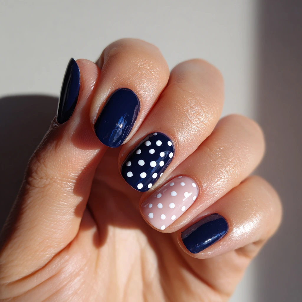 Navy Blue Polka Dot