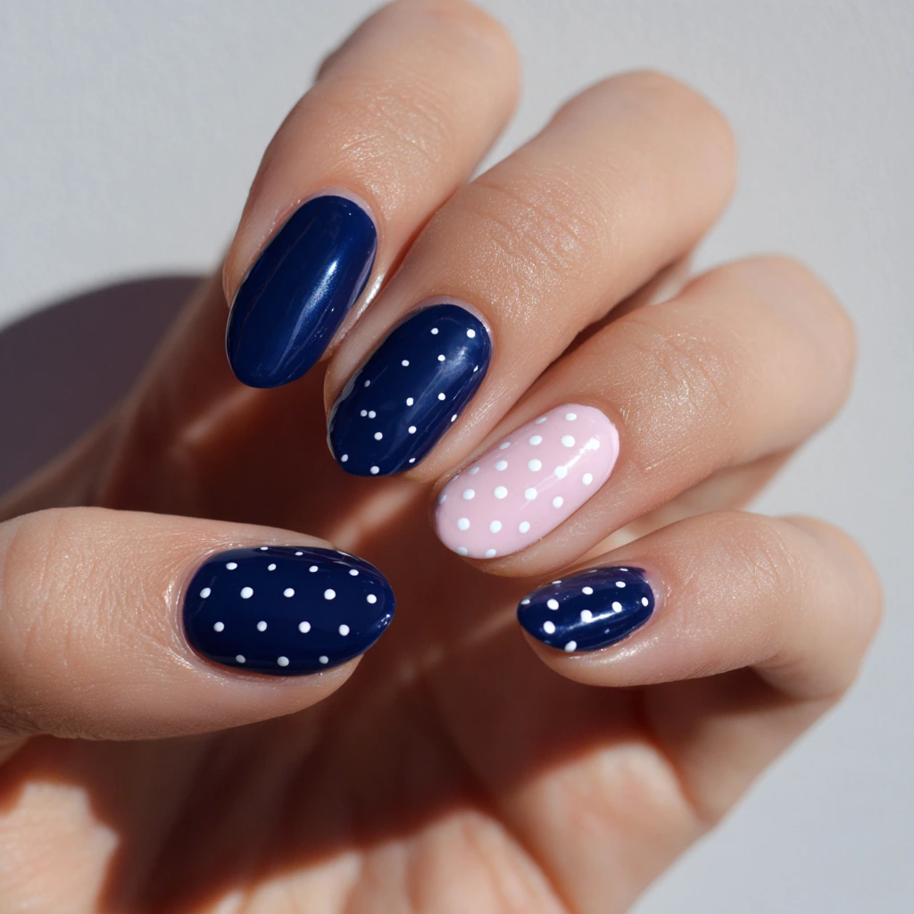 Navy Blue Polka Dot