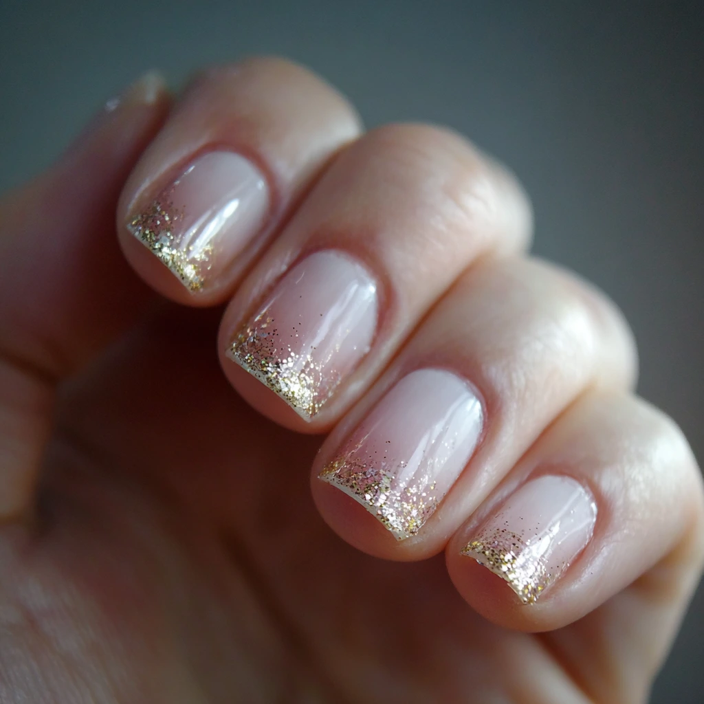 Nude to Gold Glitter Ombre
