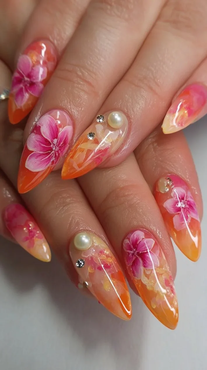 Vibrant summer nail inspo featuring colorful designs and patterns.