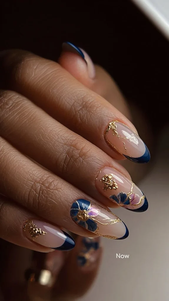Trendy blue nails with stunning designs for an elevated manicure look