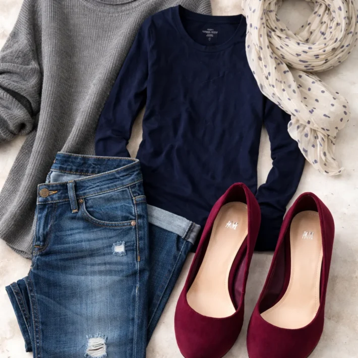 Stylish casual outfits for women over 40 featuring chic basics and trendy pieces.