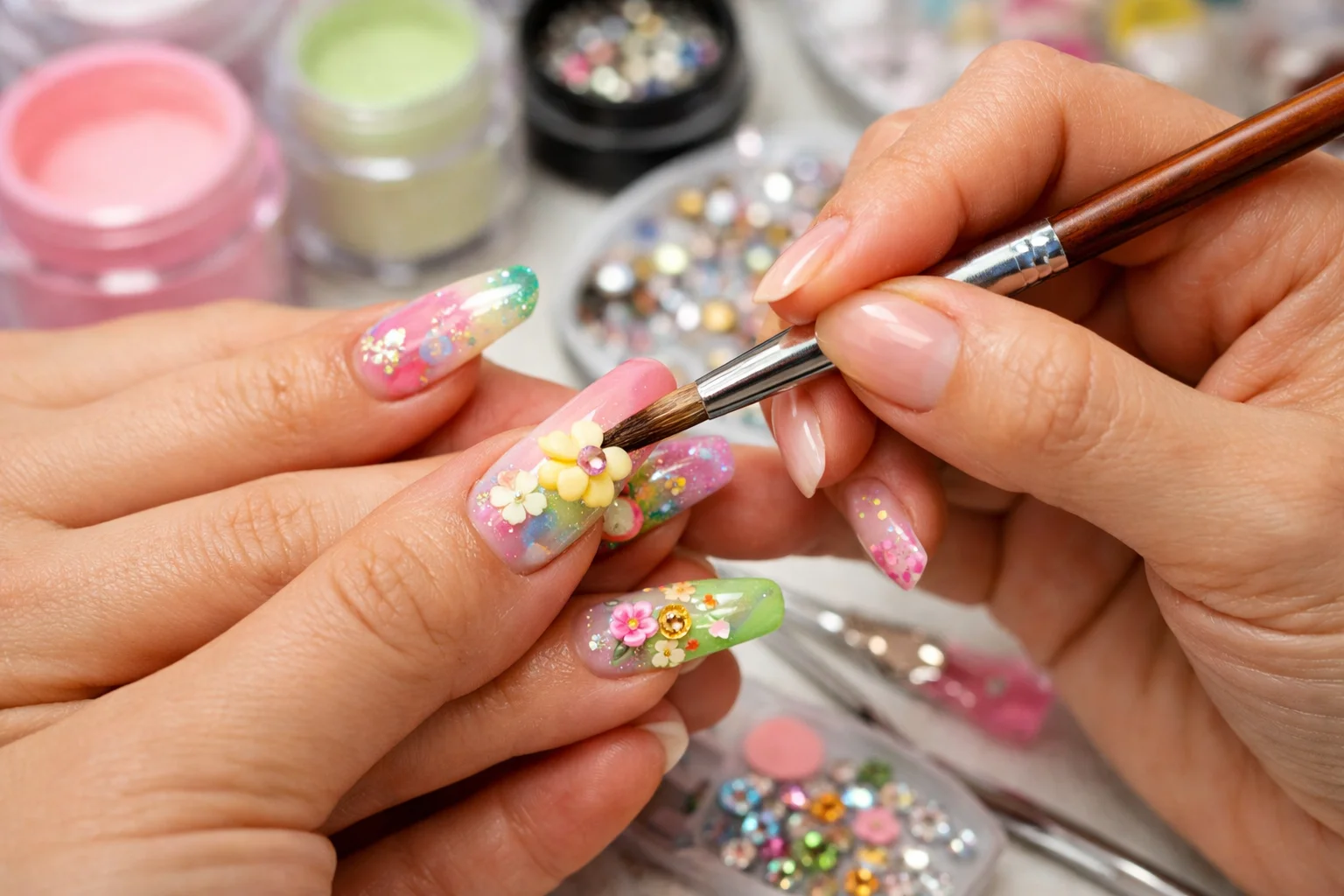 spring nails acrylic