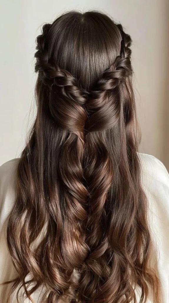 Half braided hairstyle inspiration featuring stylish and trendy looks.