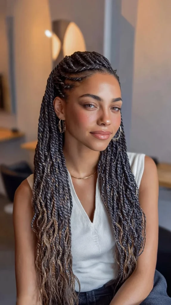 Long fishtail braid hairstyle tutorial with step-by-step instructions