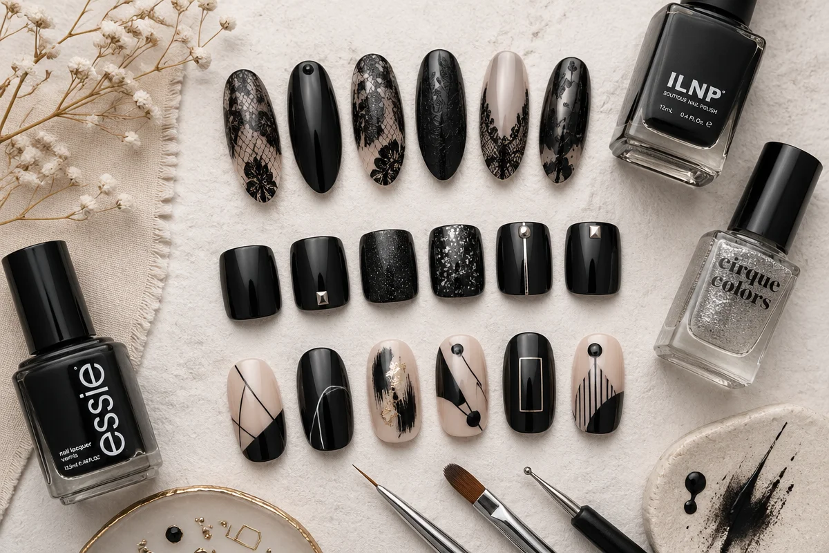 black spring nails