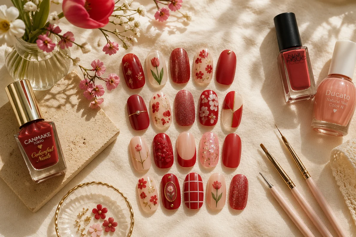red spring nails