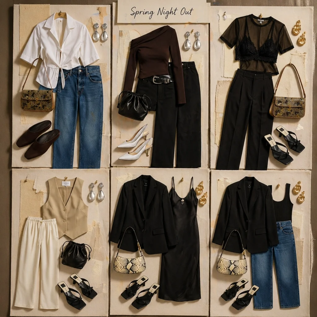 Stylish spring night out outfit ideas for date nights and casual outings.