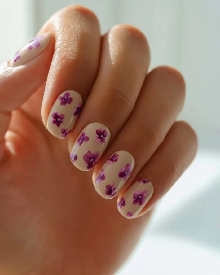 Cute and easy flower nails design for spring manicure